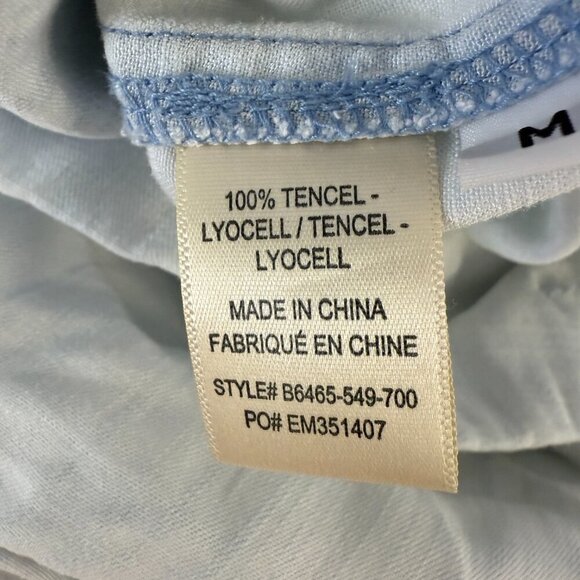 Bella Dahl Light Blue Chambray Short Sleeve Rolled Hem Tie Waist Utility Romper - Picture 9 of 9